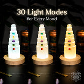 Conscious Items Stress Shield Lamp night light with 30 light modes, featuring healing stones for calming ambiance and relaxation.