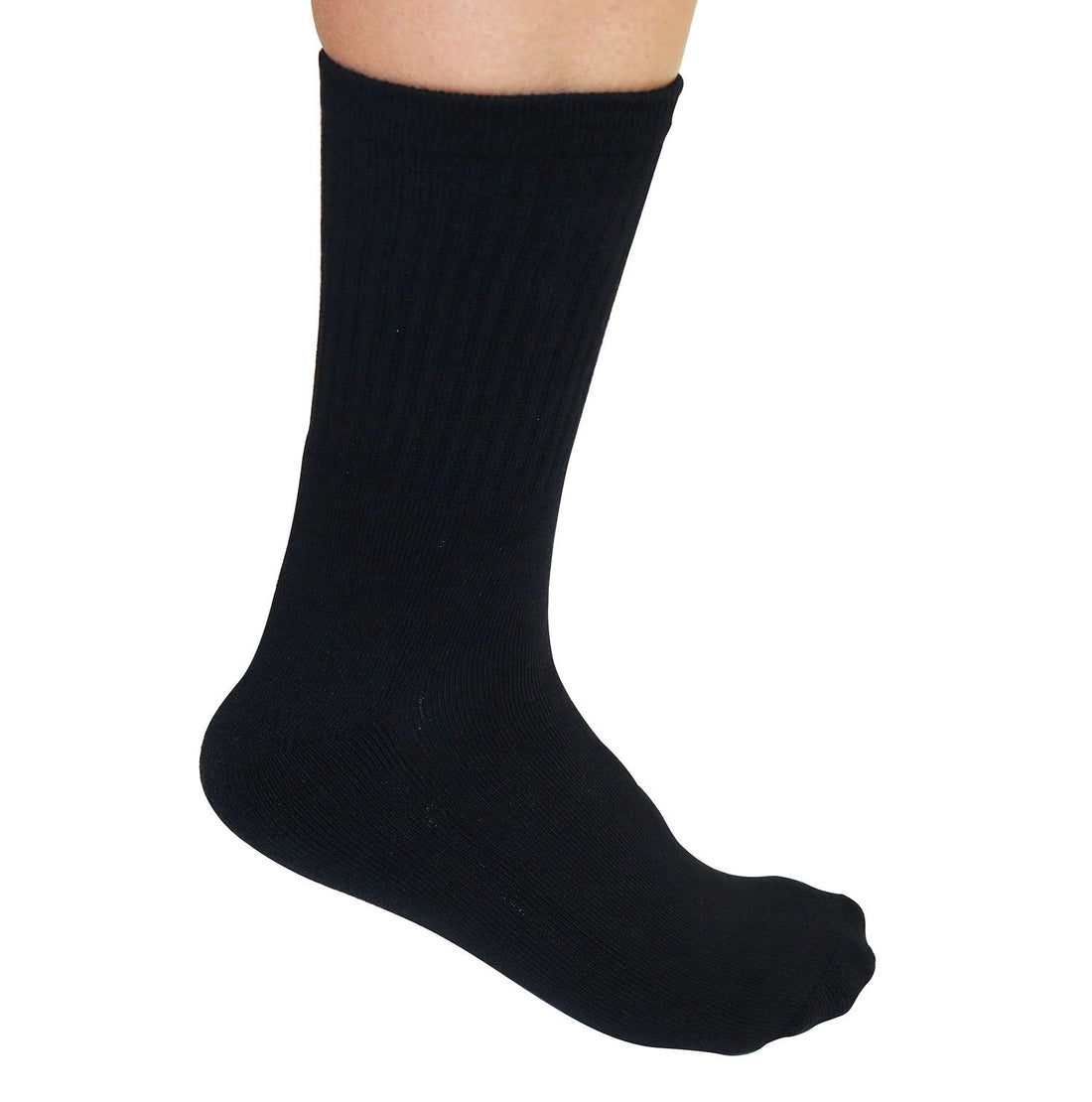 Black Spun Bamboo 3/4 crew socks made from soft bamboo viscose, featuring a comfortable fit and stylish design.
