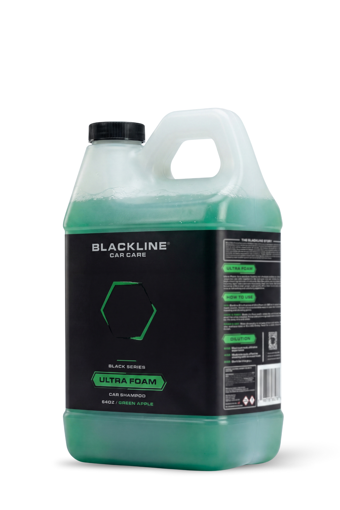 Blackline Car Care BLACKLINE® Ultra Foam car shampoo bottle with label, showing a foamy car wash solution.
