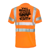 Reflective safety T-shirt by Armed American Supply with high-visibility reflective strips for enhanced safety.