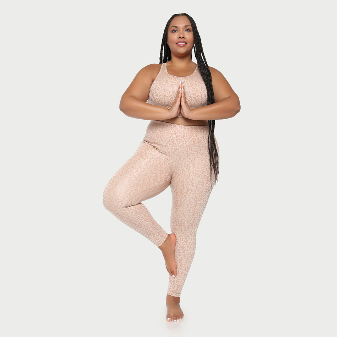 Metallic cheetah print active leggings by Fitkitty Culture, women&