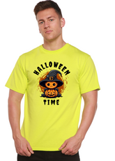 Unisex Halloween Time graphic T-shirt by Spun Bamboo, short sleeve mens printed shirt with Halloween design in bamboo viscose and organic cotton.