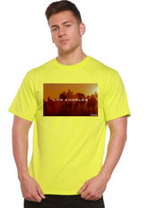 Unisex bamboo viscose organic cotton graphic T-shirt by Spun Bamboo, featuring a printed design on short sleeve men&