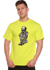 Unisex Sad Skeleton Halloween T-shirt by Spun Bamboo, short sleeve with spooky skeleton graphic, made from organic bamboo viscose and cotton.