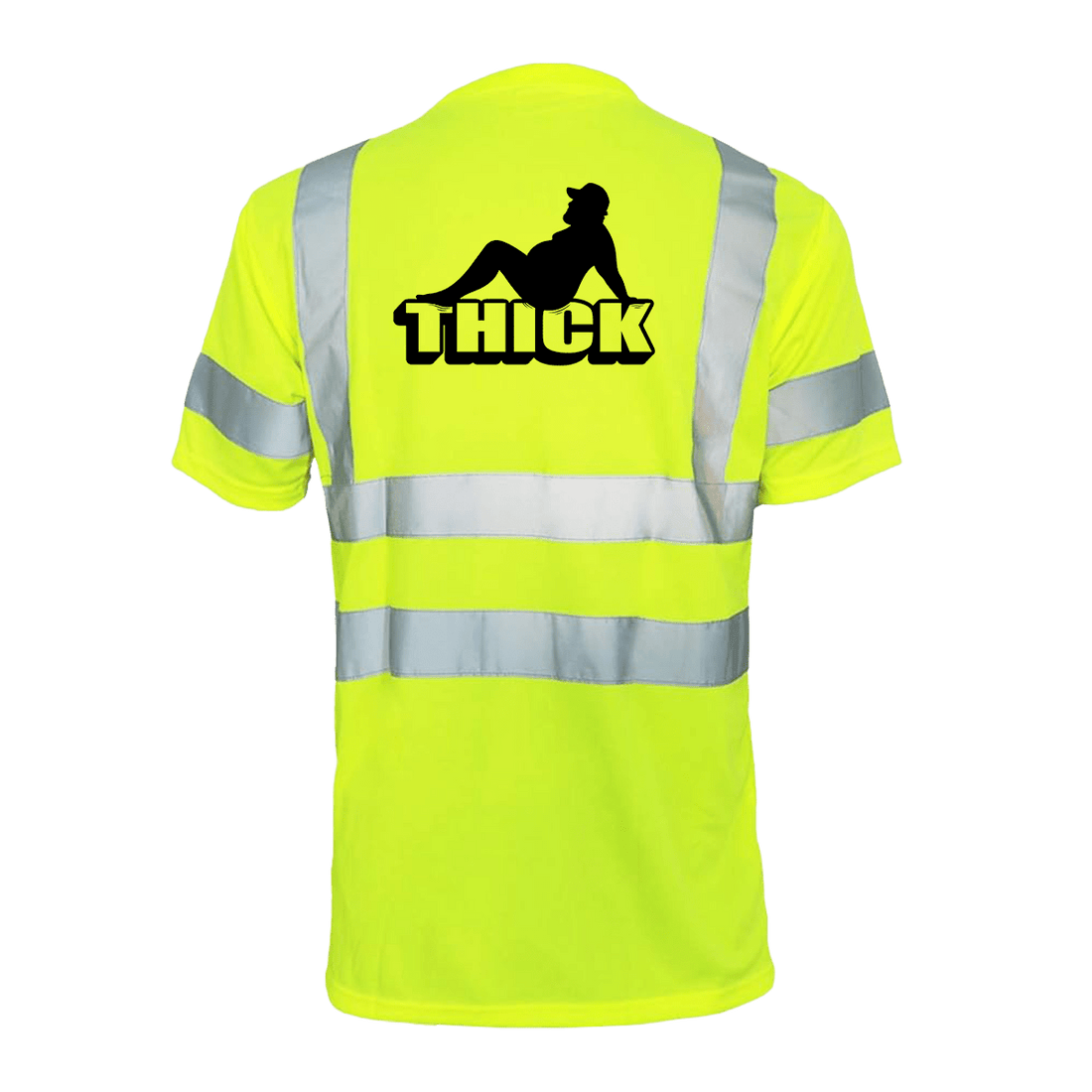 Reflective safety t-shirt from Armed American Supply with high-visibility reflective strips on a black fabric background.