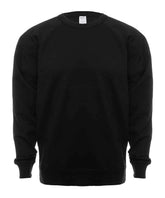 Black French Terry fleece crewneck sweater by SpectraUSA, front view showing soft fabric and classic design.