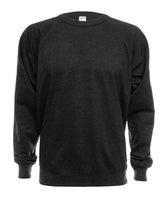 SpectraUSA French Terry Crew in charcoal heather fleece, front view showing soft, comfortable fleece fabric and classic crew neckline.