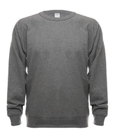SpectraUSA French Terry Crew in graphite heather fleece, front view showing soft fabric and casual fit.