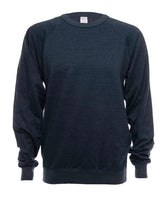 Navy Heather French Terry Crewneck fleece by SpectraUSA, front view showing soft fabric and classic fit.