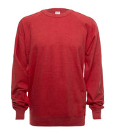 Red Heather SpectraUSA French Terry Crew fleece sweatshirt with a front view, showcasing soft fleece fabric and casual style
