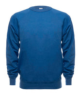 SpectraUSA French Terry Crew in royal heather fleece, front view showing comfortable crewneck and soft textured fabric.