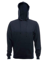 Navy French Terry fleece hoodie by SpectraUSA, front view showcasing soft material and comfortable fit.