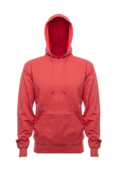 Red Heather French Terry hoodie by SpectraUSA, showcasing a cozy fleece front with a casual fit.