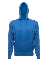 SpectraUSA French Terry hoodie in royal heather with front view, showcasing fleece fabric and casual style.