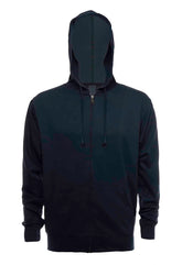 Navy ZIP Hoodie French Terry fleece by SpectraUSA with front zipper and casual fit, displayed on a mannequin.
