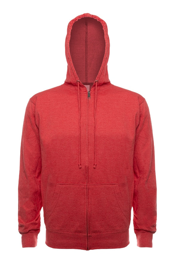 SpectraUSA ZIP Hoodie French Terry 4030 fleece in red heather with front zipper and hood, casual and comfortable sweatshirt.