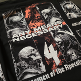 Black long sleeve T-shirt from Any Means Necessary Clothing featuring a back close-up of the 4 Horsemen design.