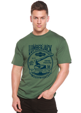 Mens Spun Bamboo graphic T-shirt made of bamboo viscose and organic cotton, featuring a printed design on the front.