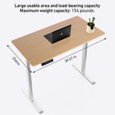 DeerRun® Electric Standing Desk with 39 x 23-inch adjustable height surface and modern black frame, view from above.