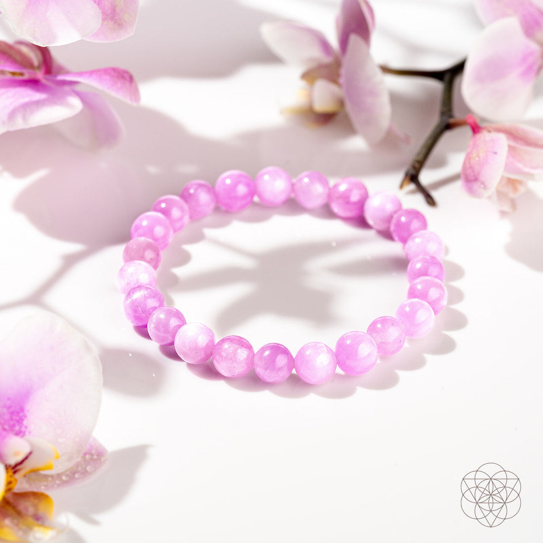 Pink Kunzite bracelet from Conscious Items featuring a heart-shaped design and delicate pink gemstones.