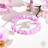 Pink Kunzite bracelet from Conscious Items featuring a heart-shaped design and delicate pink gemstones.