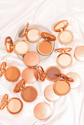 YENSA Super Serum Silk Matte Powder Peptide Foundation in shade 47, showing smooth, matte finish foundation with packaging.