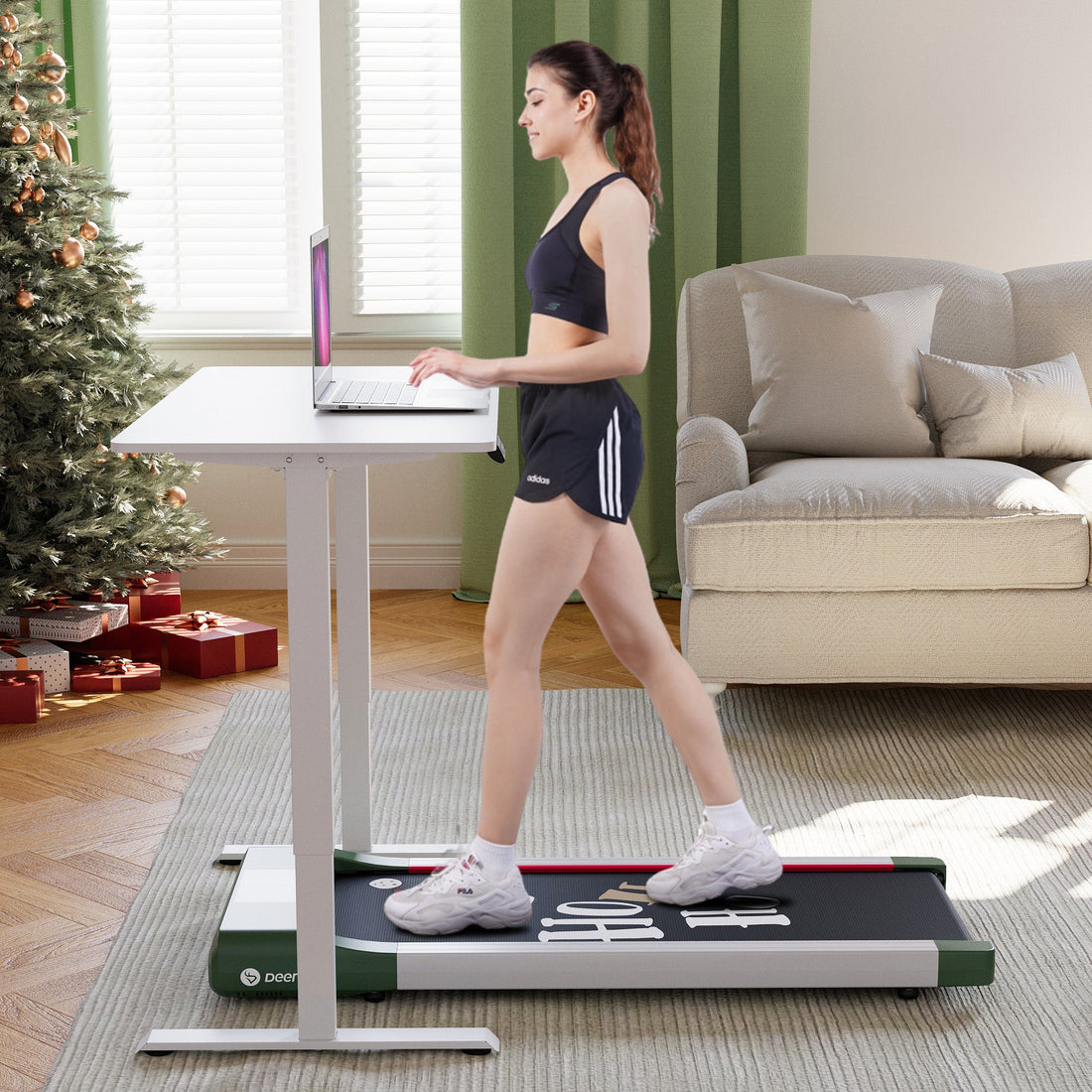 DeerRun® Electric Standing Desk, 39x23 inches with adjustable height, showcasing the sturdy tabletop and sleek design.