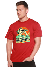 Unisex bamboo and cotton graphic T-shirt featuring a funny retro woman design by Spun Bamboo, casual men&