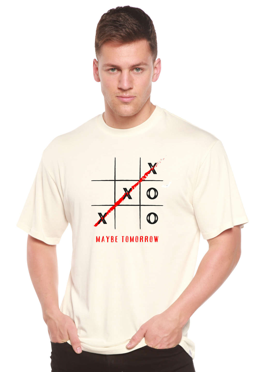 Spun Bamboo Maybe Tomorrow unisex bamboo and cotton graphic t-shirt with printed design, men&