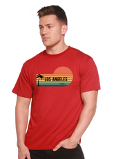 Unisex Los Angeles graphic T-shirt made of bamboo viscose and organic cotton, featuring a printed cityscape design.