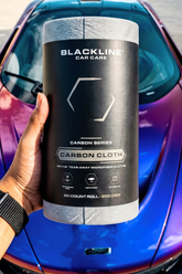 Blackline Car Care BLACKLINE® Carbon Cloth for car detailing, showing the textured black carbon fabric used for polishing and cleaning.