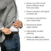 Shield Your Body SYB Phone Shield mobile phone accessory blocking EMF and 5G signals for iPhones and Android devices.