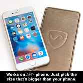 Shield Your Body SYB Phone Shield mobile phone accessory protecting iPhone and Android from EMF and 5G signals.