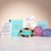 Conscious Items quadruple protection bracelet featuring multiple strands of black and silver beads on a durable cord.