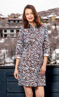 Sag Harbor Dress Turquoise Chocolate Tiger Print