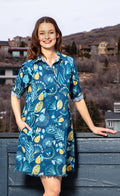 Chatham Dress Blue Underwater Print