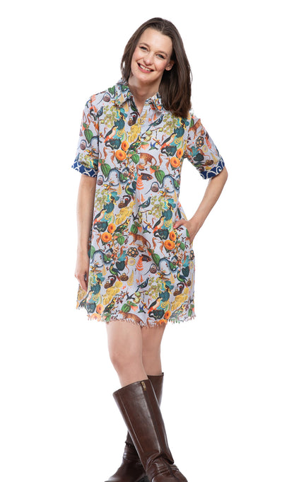 Chatham Blue Flowers and Creatures Print