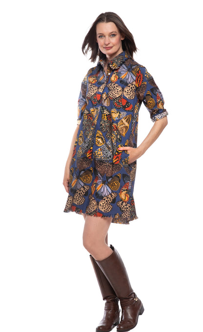 Chatham Dress Blue Butterfly Print