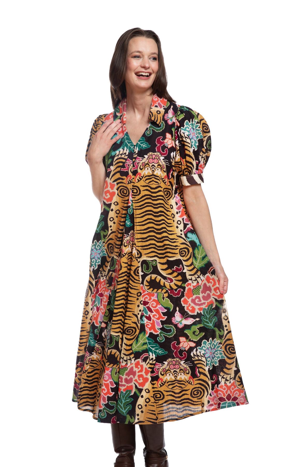 Montauk Dress Tiger Rug Print