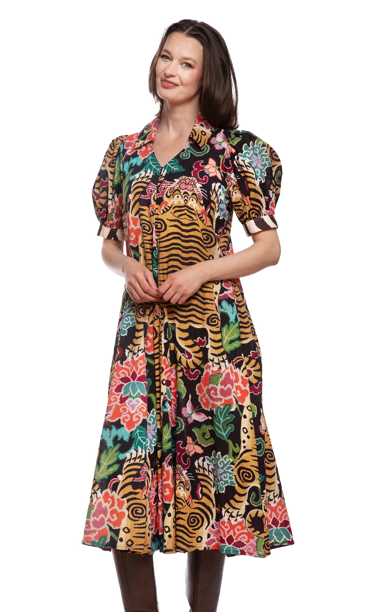 Montauk Dress Tiger Rug Print