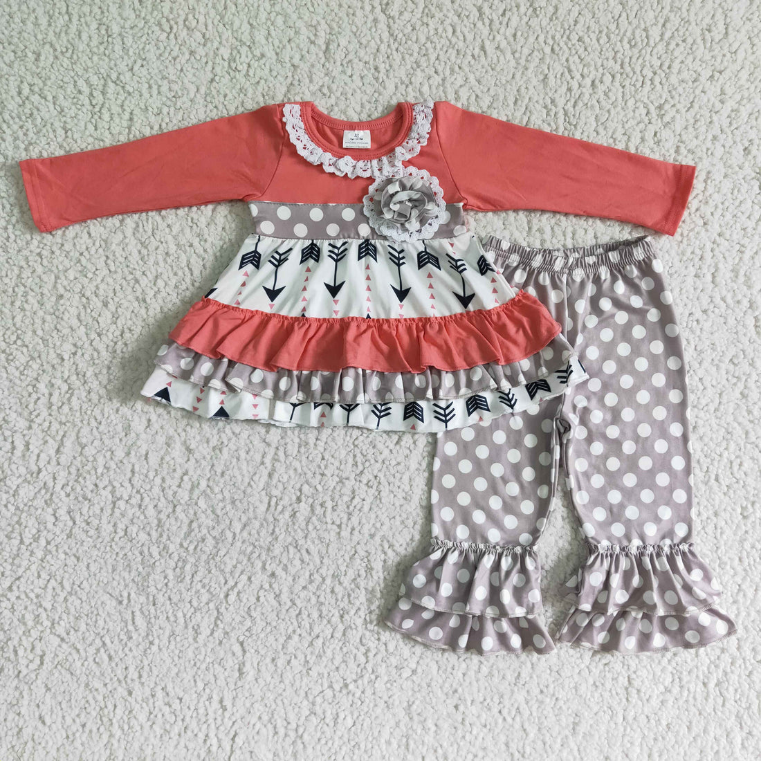 Arrow print ruffle tunic ruffle pants kids boutique clothing