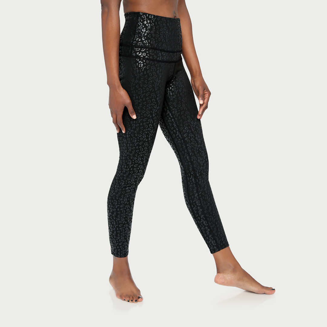 Metallic cheetah print active leggings by Fitkitty Culture, stylish women&