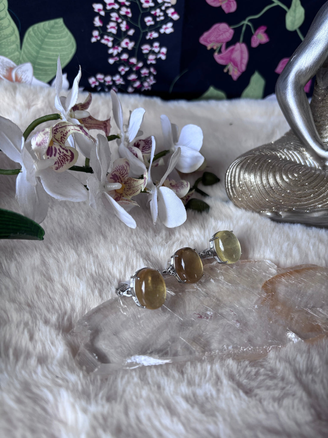 Golden Lepidolite ring with a polished gemstone set in a sleek band, crafted by Evermore Everlasting.