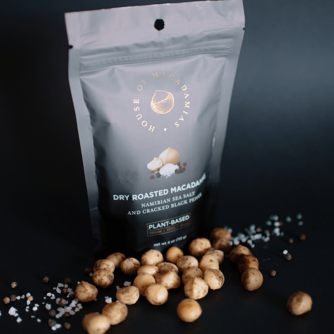 Dry Roasted Macadamia Nuts with Namibian Sea Salt &amp; Black Pepper (4oz x 6 Bags)