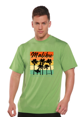 Spun Bamboo Malibu unisex bamboo viscose organic cotton short sleeve graphic T-shirt, mens printed tee with colorful design.