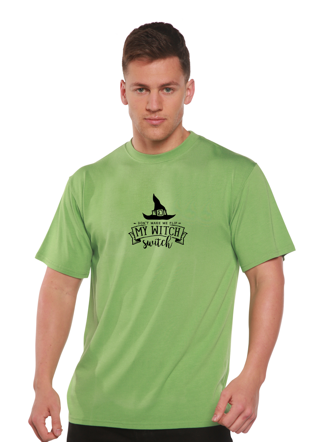 Unisex bamboo viscose organic cotton T-shirt featuring a witch graphic in men&