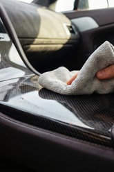 Blackline Car Care BLACKLINE® Carbon Cloth showing black carbon fiber material with detailed weave pattern.