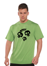 Spun Bamboo Halloween Boo unisex bamboo viscose cotton short sleeve graphic T-shirt with spooky Halloween design on black background.