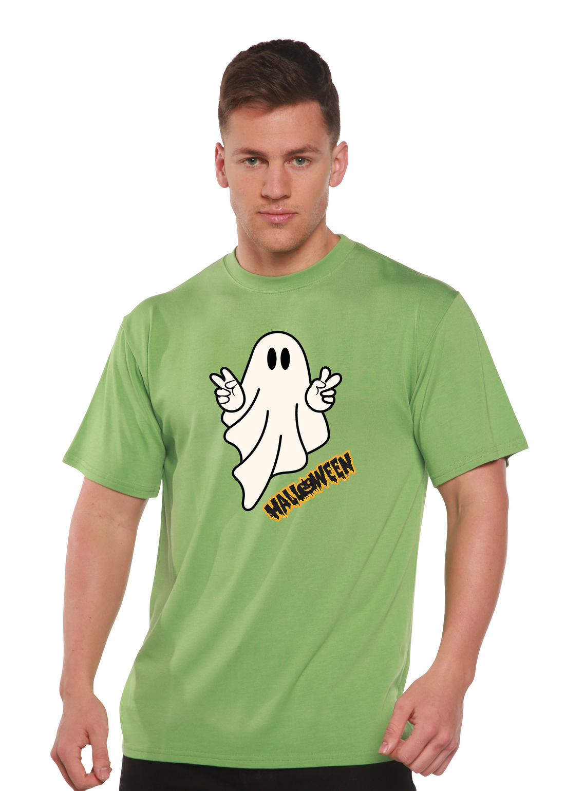 Unisex Halloween ghost graphic T-shirt by Spun Bamboo, short sleeve men&