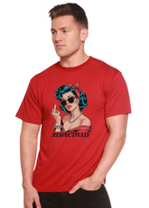 Unisex bamboo and cotton graphic T-shirt featuring a respectful middle finger design, by Spun Bamboo, mens printed tee.